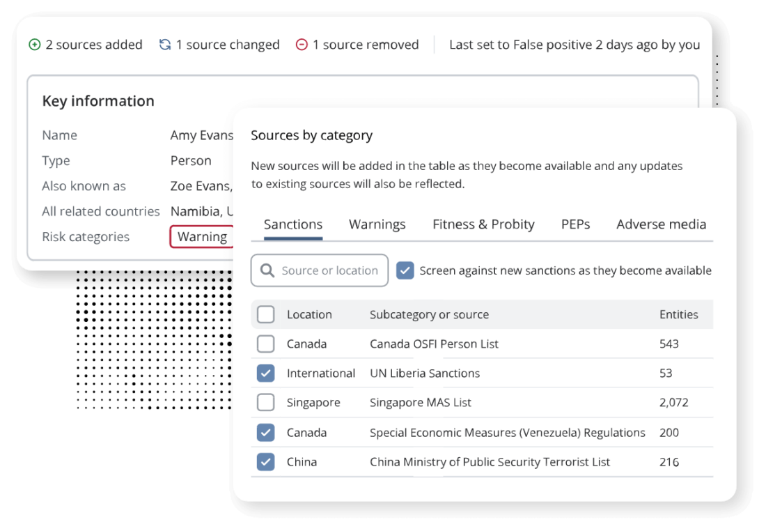 AML Ongoing Monitoring software UI