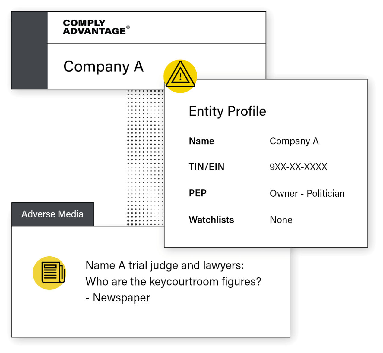 sanction screening UI